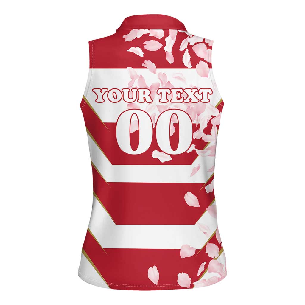 Custom Japan Rugby Women Sleeveless Polo Shirt Brave Cherry Blossoms Flying Petals - Wonder Print Shop