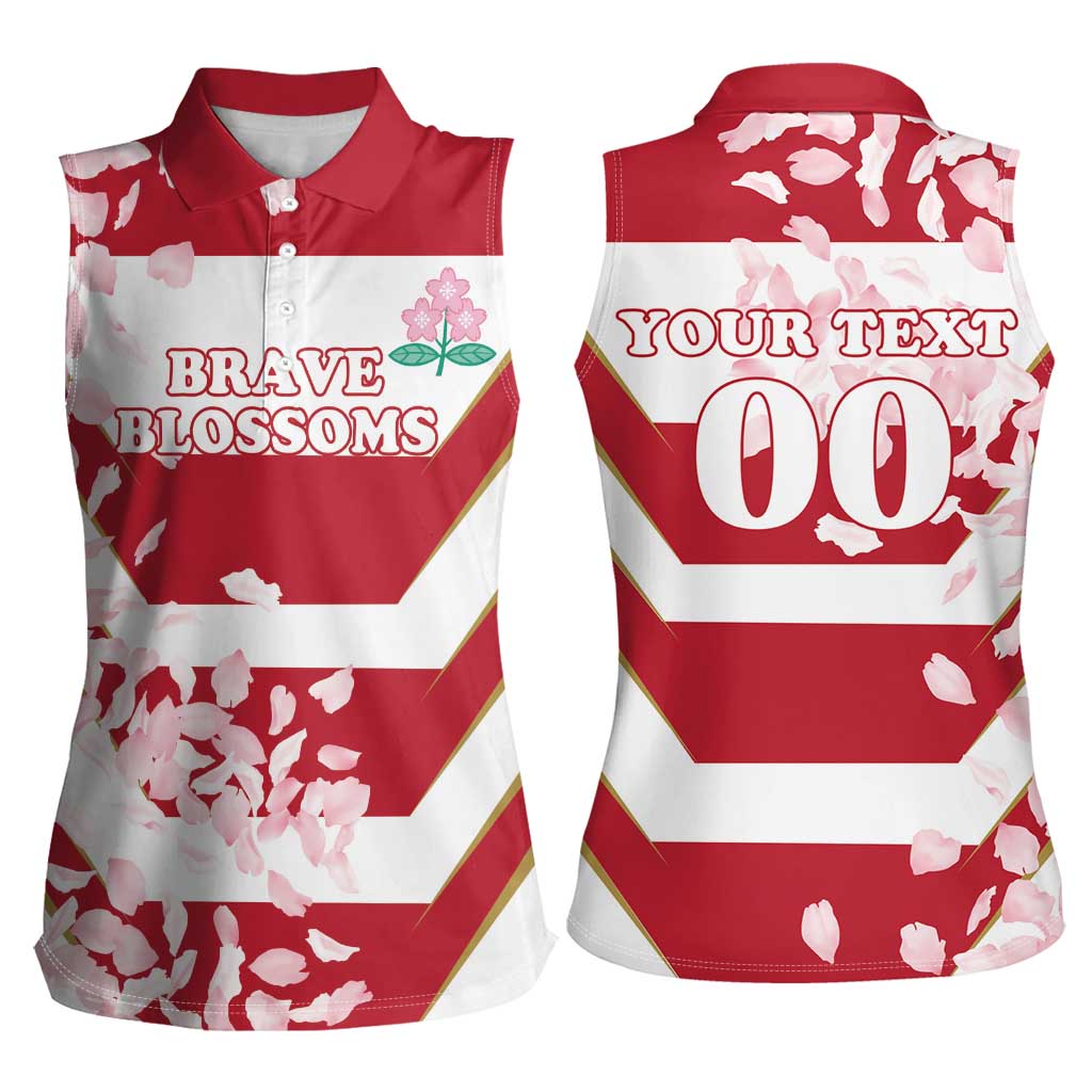 Custom Japan Rugby Women Sleeveless Polo Shirt Brave Cherry Blossoms Flying Petals - Wonder Print Shop