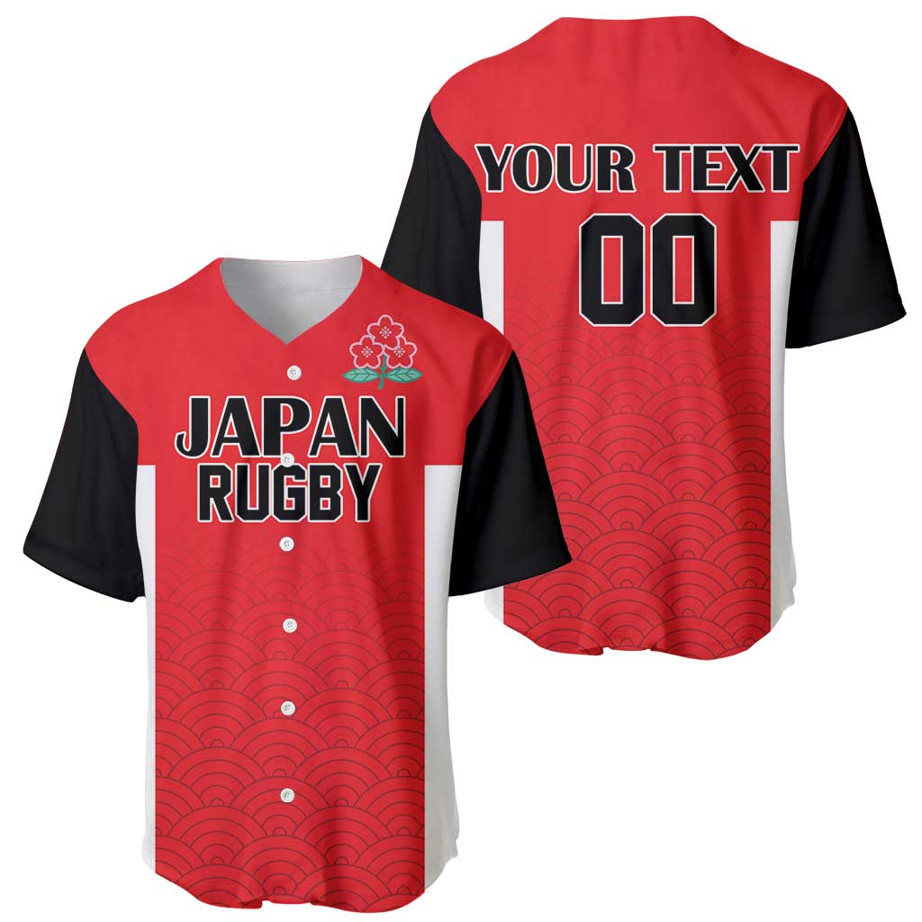 Custom Japan Rugby Baseball Jersey Seamless Japanese Waves Pattern - Wonder Print Shop