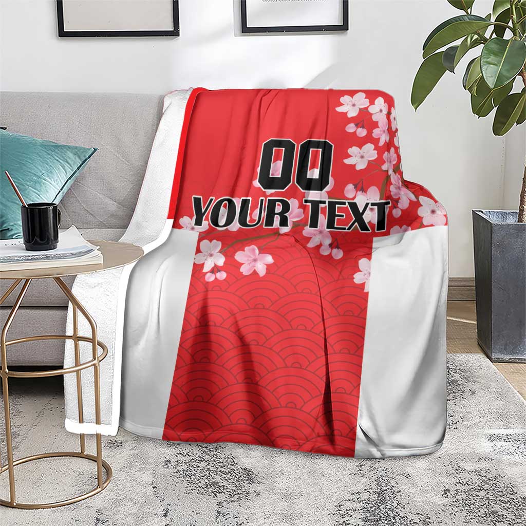 Custom Japan Rugby Blanket Seamless Japanese Waves Pattern
