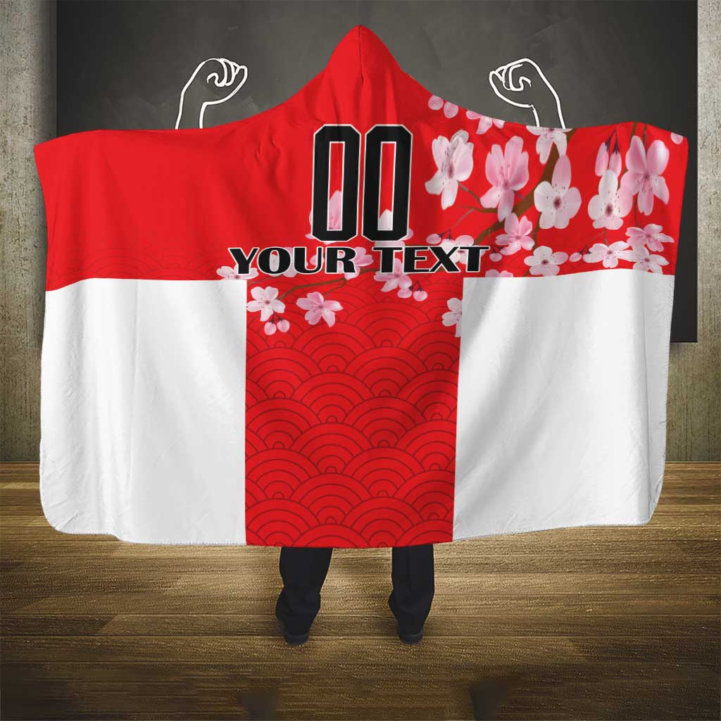 Custom Japan Rugby Hooded Blanket Seamless Japanese Waves Pattern