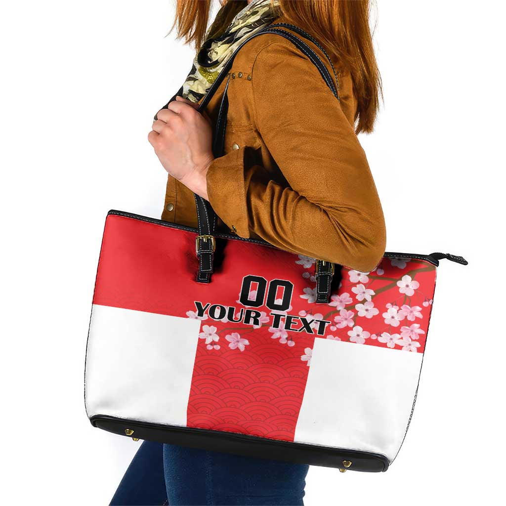 Custom Japan Rugby Leather Tote Bag Seamless Japanese Waves Pattern - Wonder Print Shop