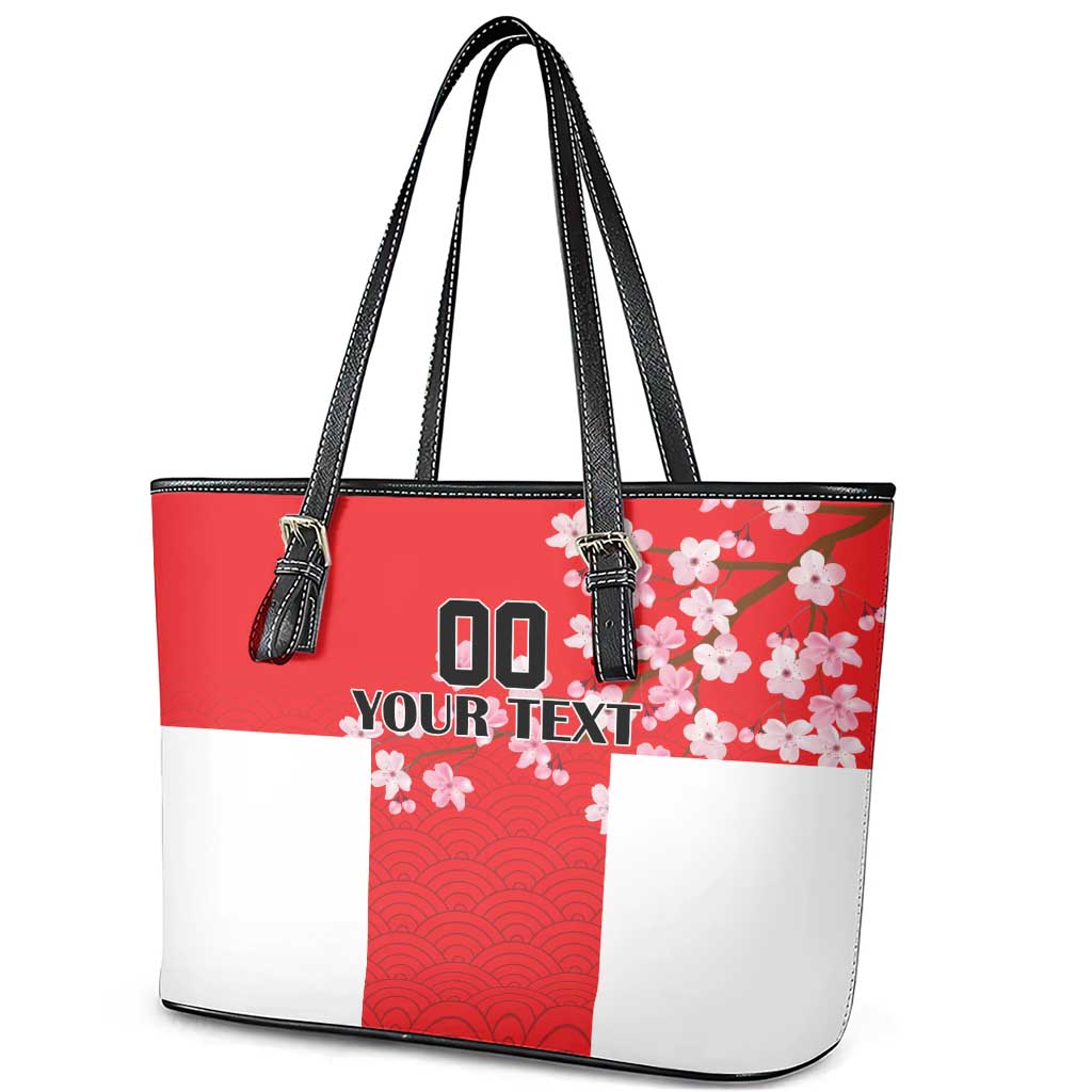 Custom Japan Rugby Leather Tote Bag Seamless Japanese Waves Pattern - Wonder Print Shop
