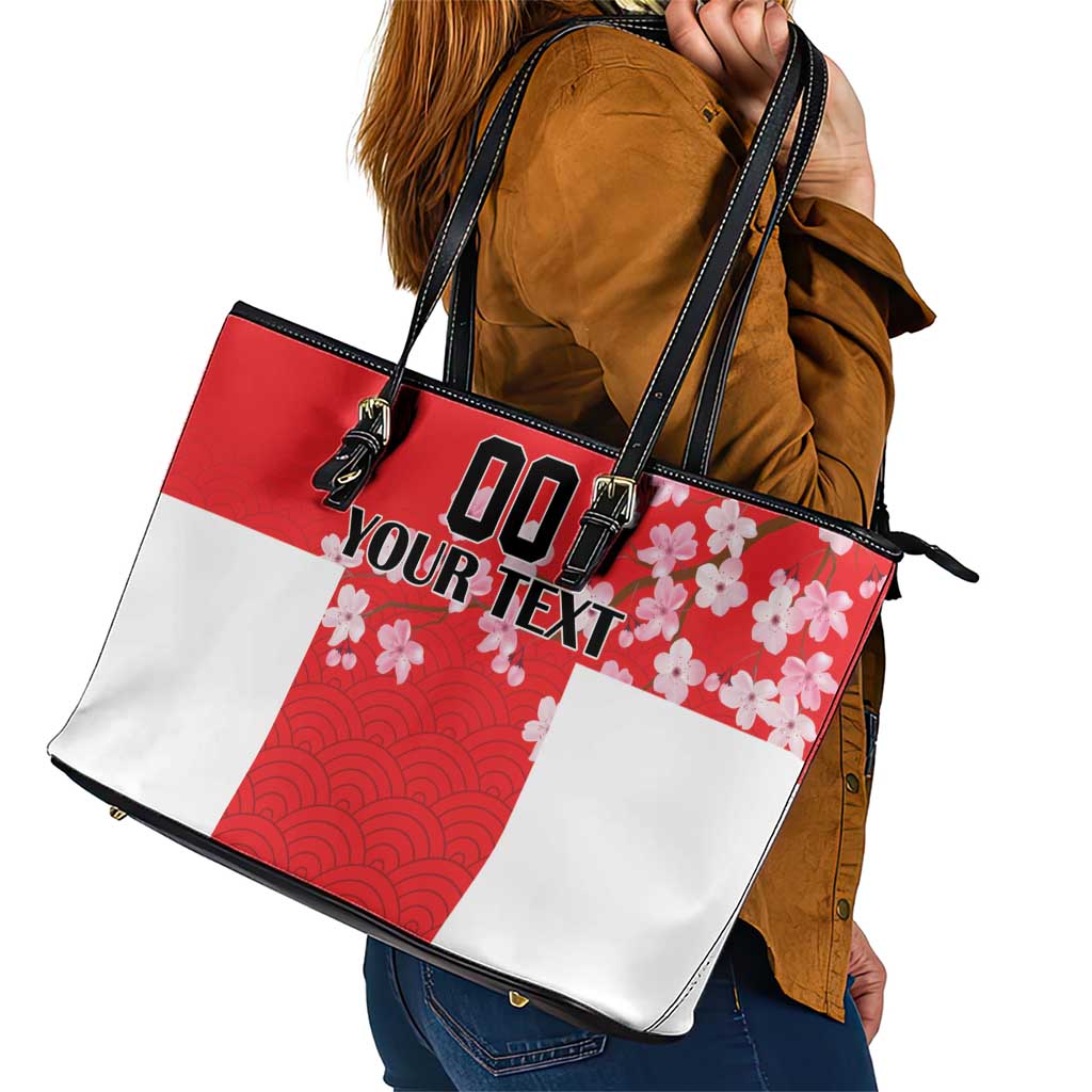 Custom Japan Rugby Leather Tote Bag Seamless Japanese Waves Pattern - Wonder Print Shop