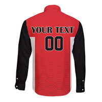 Custom Japan Rugby Long Sleeve Button Shirt Seamless Japanese Waves Pattern - Wonder Print Shop