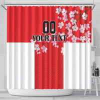 Custom Japan Rugby Shower Curtain Seamless Japanese Waves Pattern
