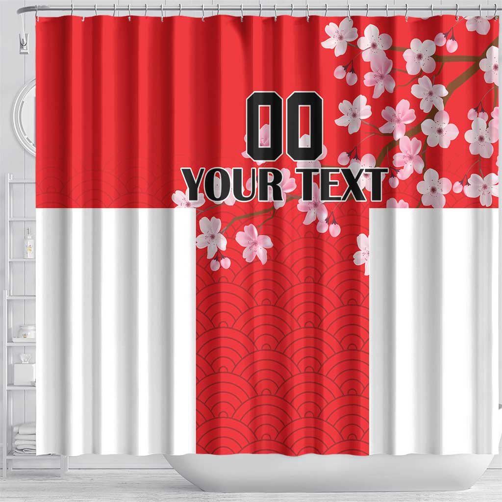 Custom Japan Rugby Shower Curtain Seamless Japanese Waves Pattern