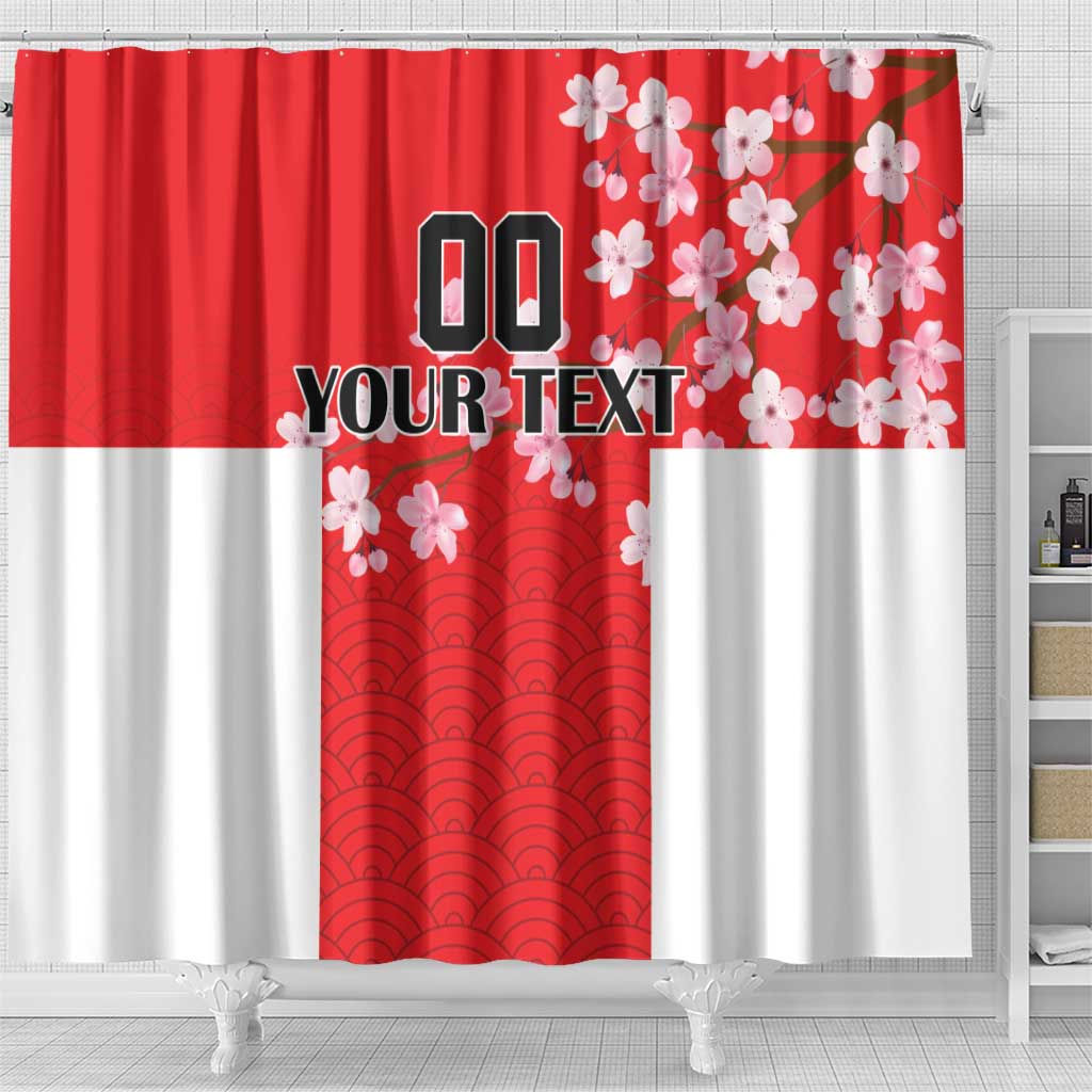 Custom Japan Rugby Shower Curtain Seamless Japanese Waves Pattern