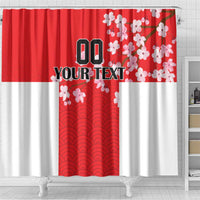 Custom Japan Rugby Shower Curtain Seamless Japanese Waves Pattern