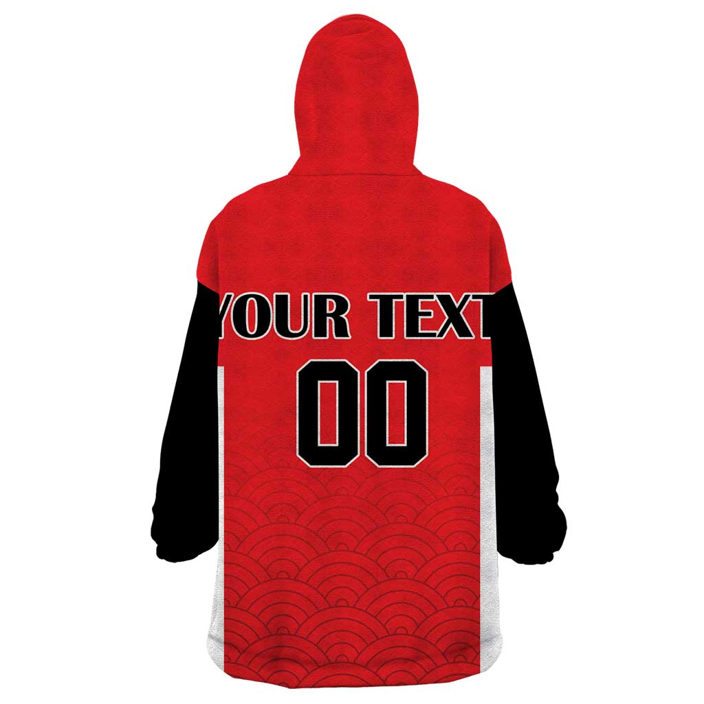 Custom Japan Rugby Wearable Blanket Hoodie Seamless Japanese Waves Pattern - Wonder Print Shop