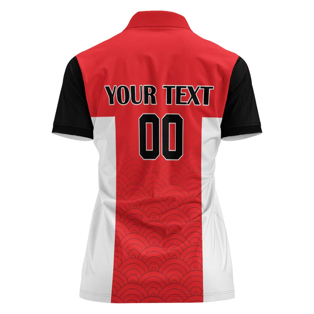 Custom Japan Rugby Women Polo Shirt Seamless Japanese Waves Pattern - Wonder Print Shop