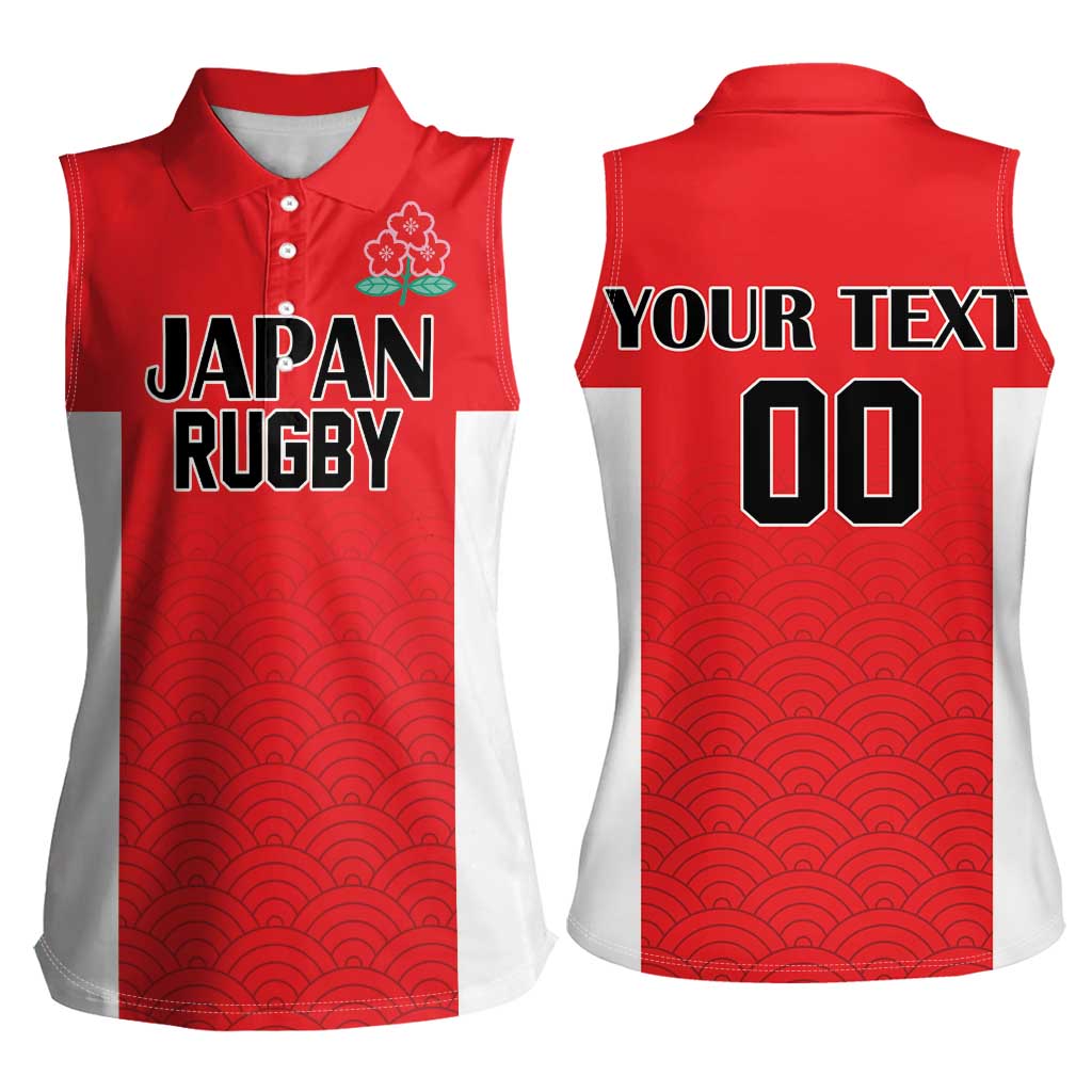 Custom Japan Rugby Women Sleeveless Polo Shirt Seamless Japanese Waves Pattern - Wonder Print Shop