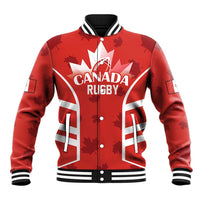 Custom Canada Rugby Baseball Jacket Canada Flag Maple Leaf - Wonder Print Shop