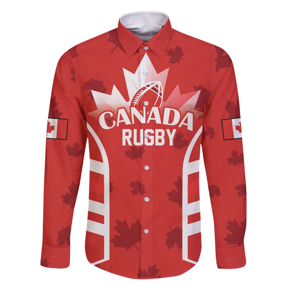 Custom Canada Rugby Family Matching Off Shoulder Short Dress and Hawaiian Shirt Canada Flag Maple Leaf - Wonder Print Shop