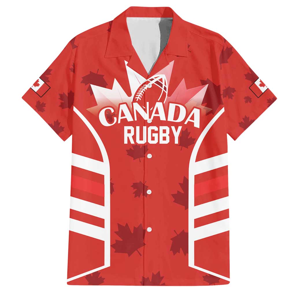 Custom Canada Rugby Family Matching Short Sleeve Bodycon Dress and Hawaiian Shirt Canada Flag Maple Leaf - Wonder Print Shop
