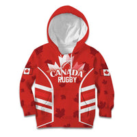 Custom Canada Rugby Kid Hoodie Canada Flag Maple Leaf - Wonder Print Shop