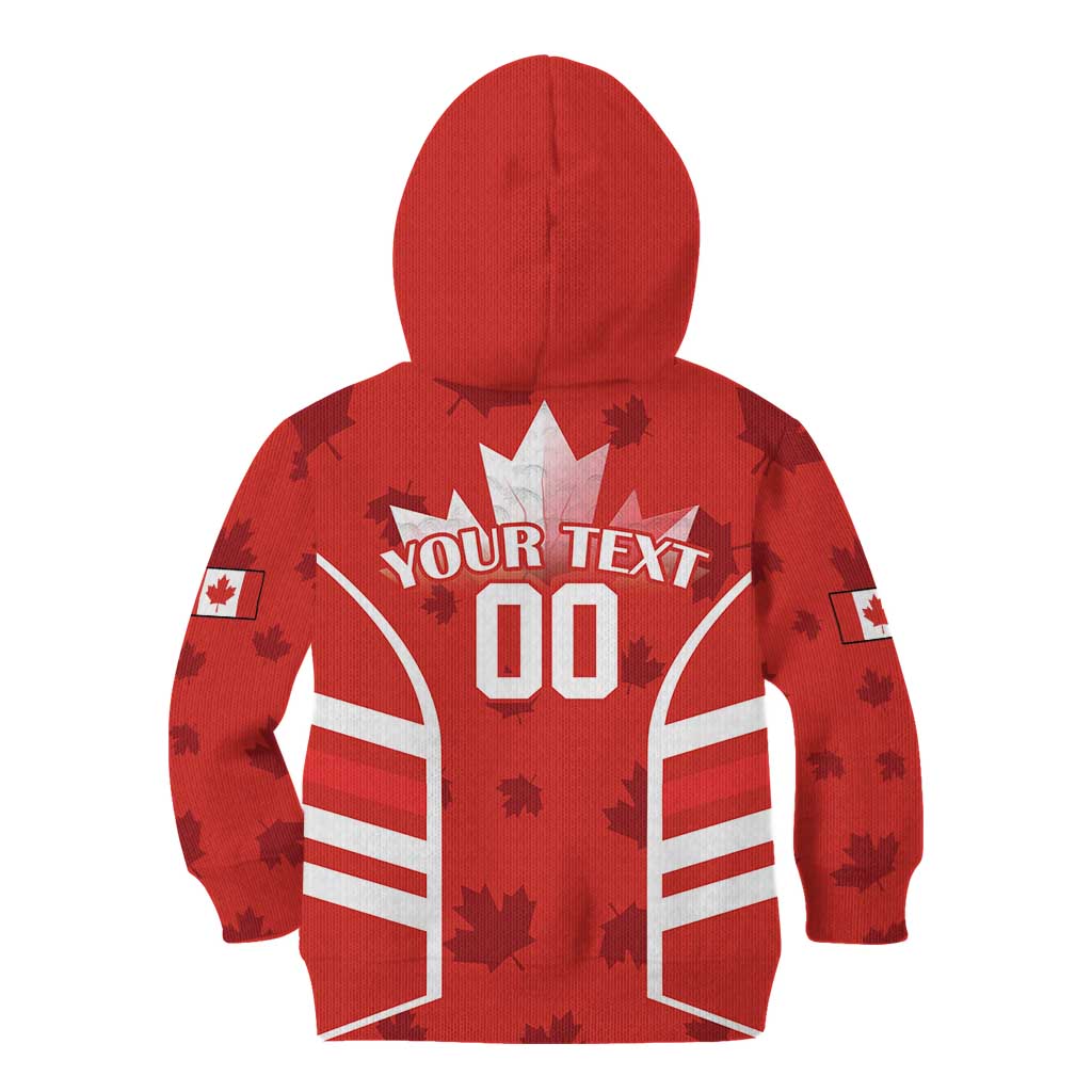 Custom Canada Rugby Kid Hoodie Canada Flag Maple Leaf - Wonder Print Shop