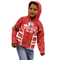 Custom Canada Rugby Kid Hoodie Canada Flag Maple Leaf - Wonder Print Shop
