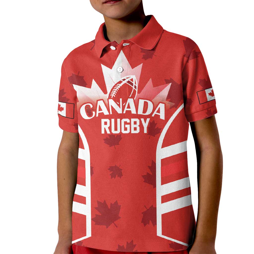 Custom Canada Rugby Kid Polo Shirt Canada Flag Maple Leaf - Wonder Print Shop