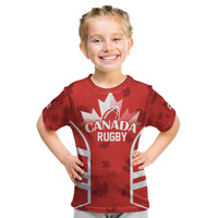 Custom Canada Rugby Kid T Shirt Canada Flag Maple Leaf - Wonder Print Shop
