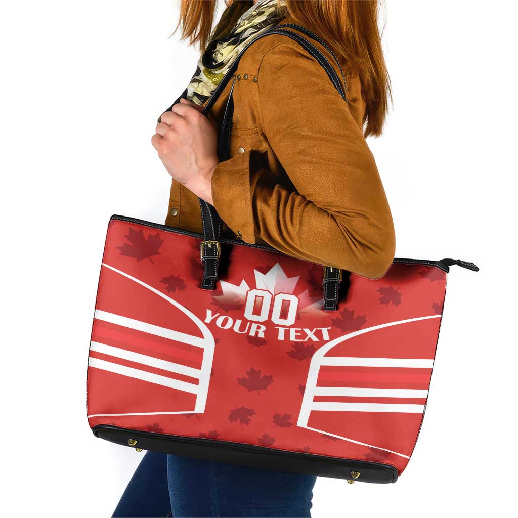 Custom Canada Rugby Leather Tote Bag Canada Flag Maple Leaf - Wonder Print Shop