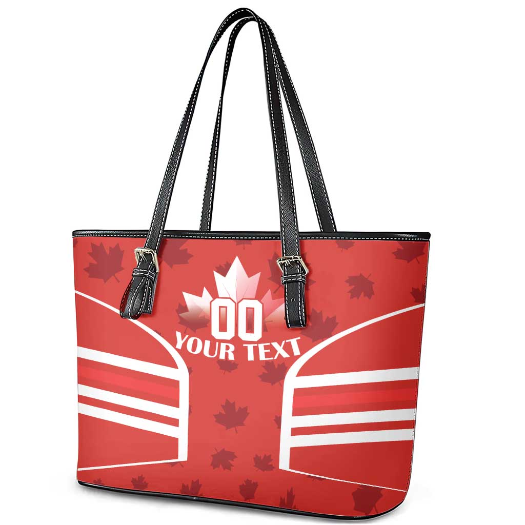 Custom Canada Rugby Leather Tote Bag Canada Flag Maple Leaf - Wonder Print Shop