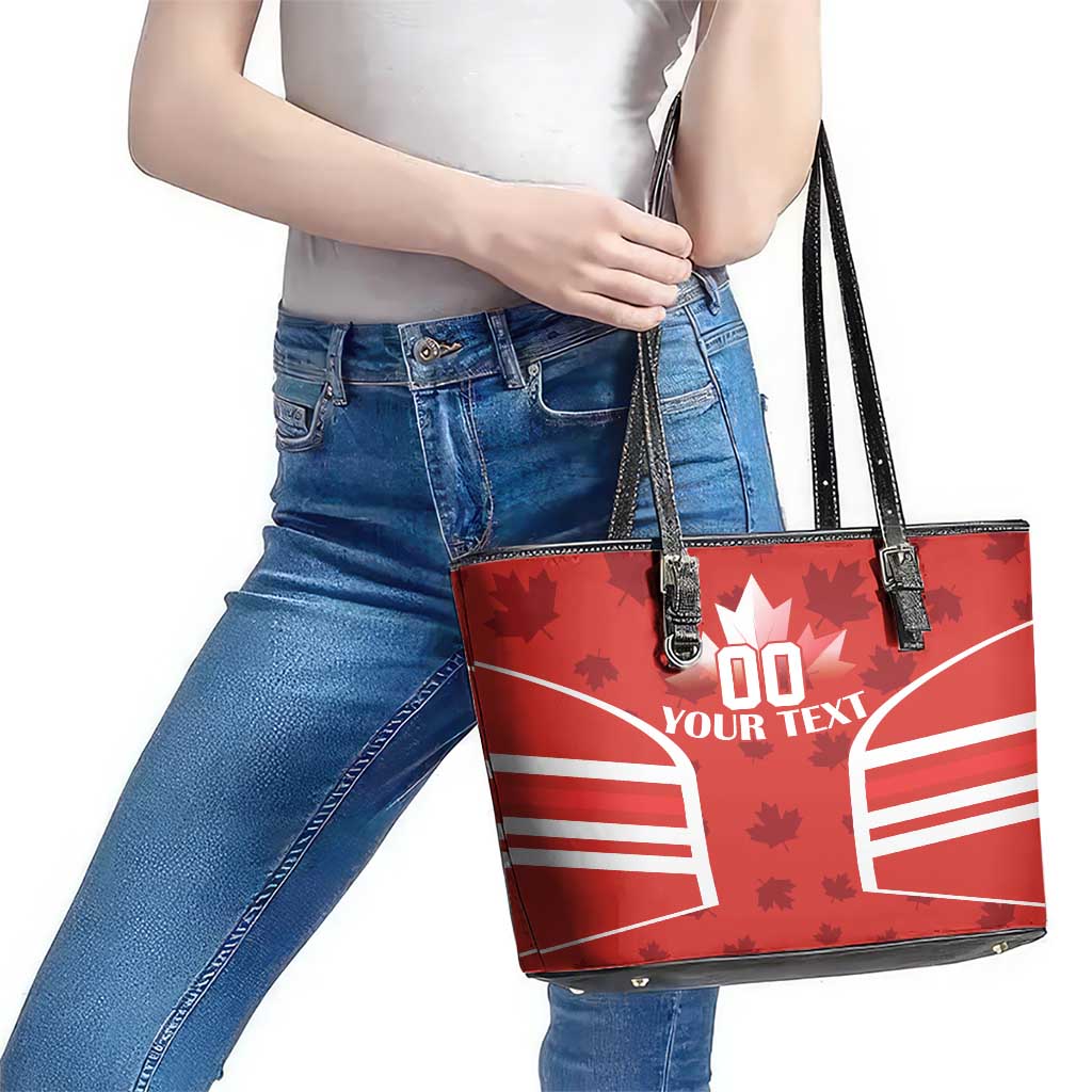 Custom Canada Rugby Leather Tote Bag Canada Flag Maple Leaf - Wonder Print Shop