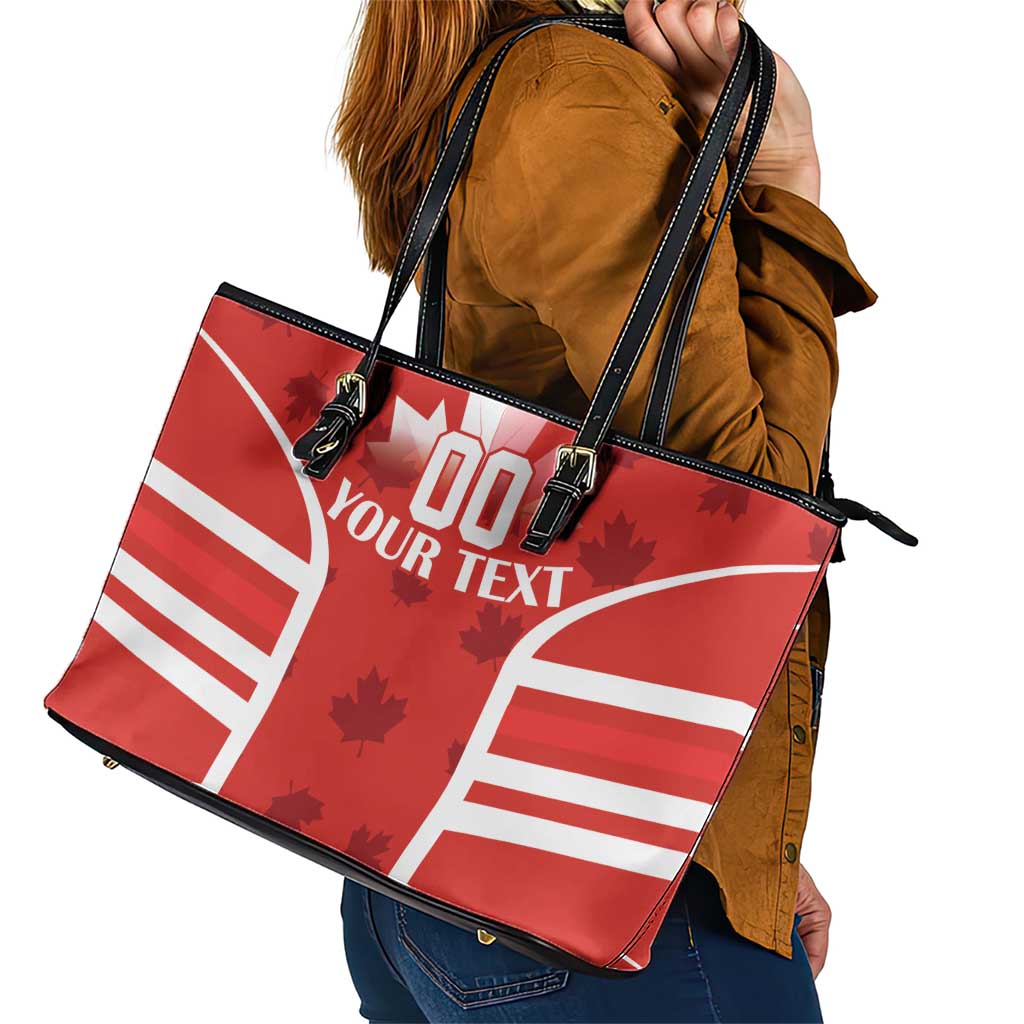 Custom Canada Rugby Leather Tote Bag Canada Flag Maple Leaf - Wonder Print Shop