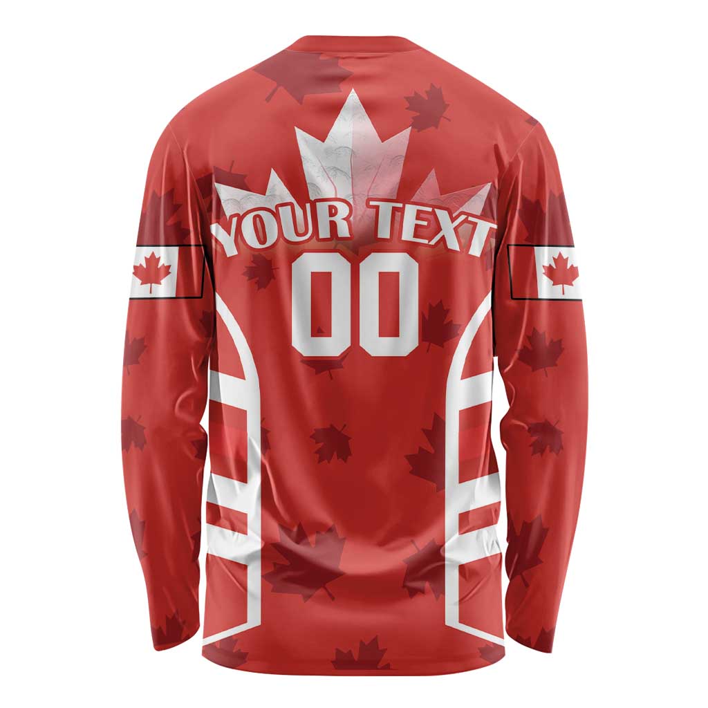 Custom Canada Rugby Long Sleeve Shirt Canada Flag Maple Leaf - Wonder Print Shop