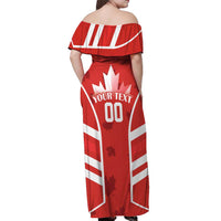Custom Canada Rugby Off Shoulder Maxi Dress Canada Flag Maple Leaf - Wonder Print Shop