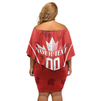 Custom Canada Rugby Off Shoulder Short Dress Canada Flag Maple Leaf - Wonder Print Shop