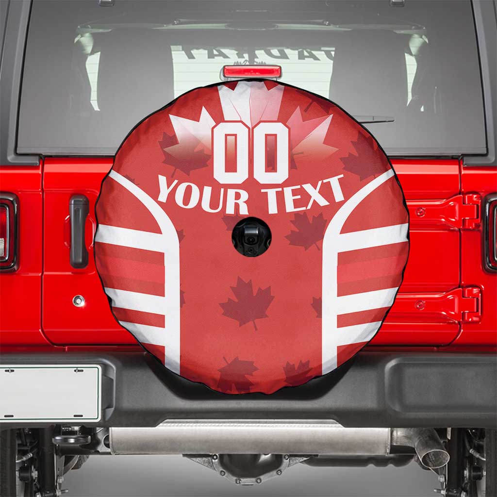 Custom Canada Rugby Spare Tire Cover Canada Flag Maple Leaf - Wonder Print Shop