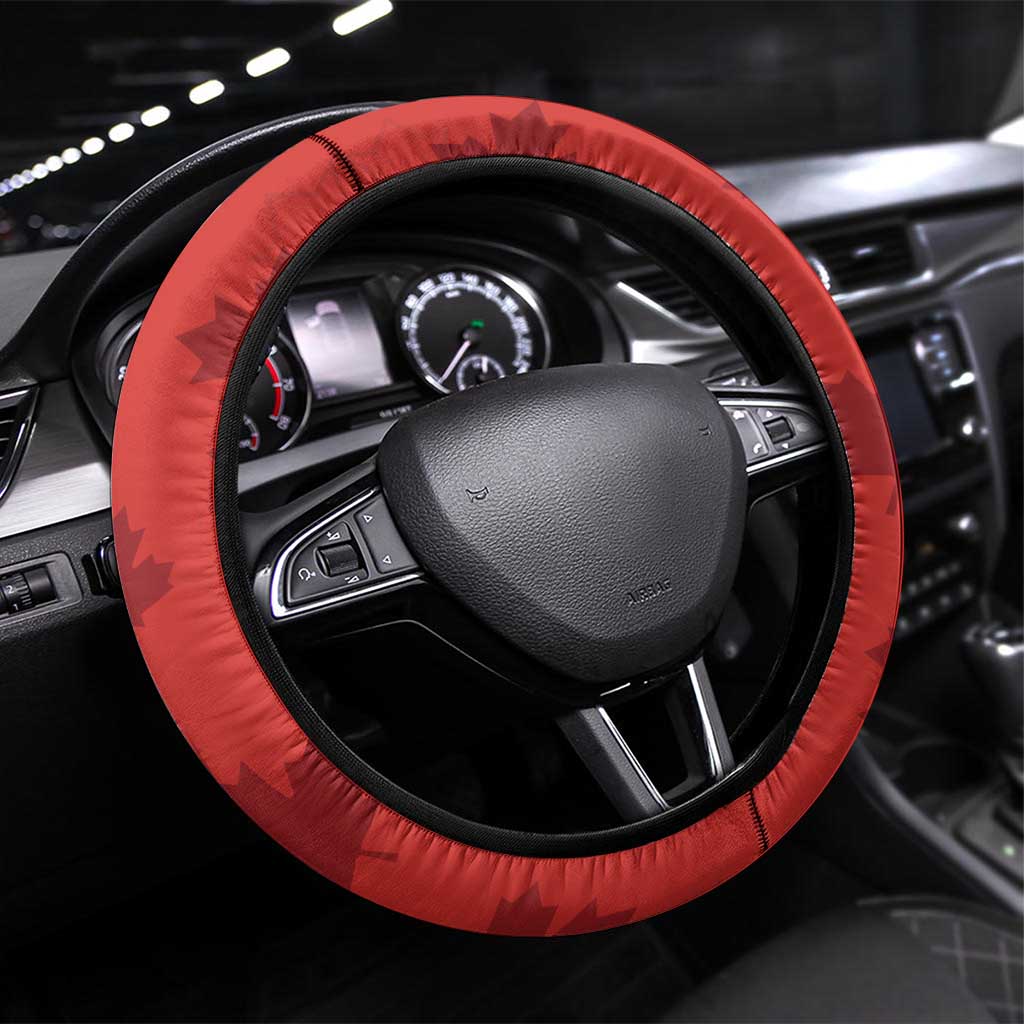 Canada Rugby Steering Wheel Cover Canada Flag Maple Leaf - Wonder Print Shop