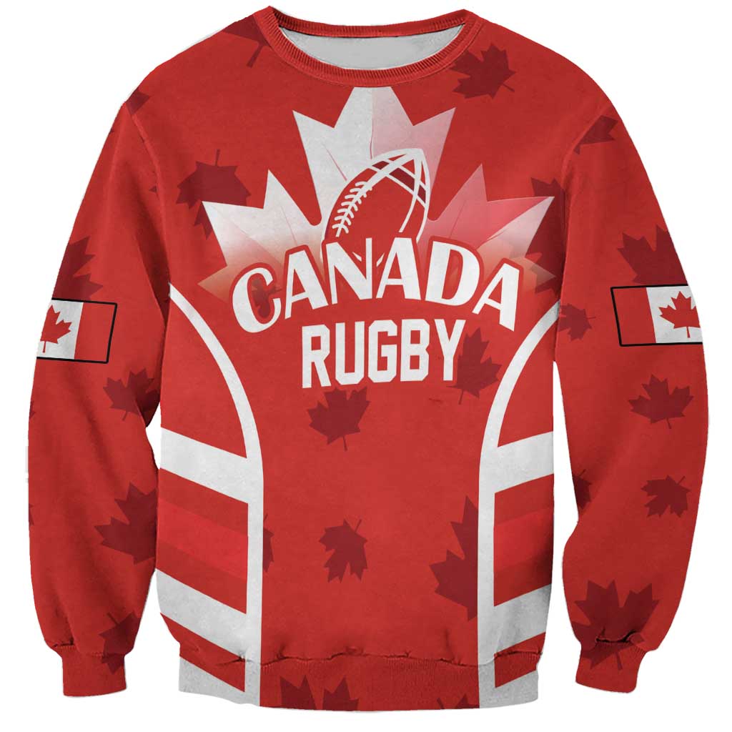 Custom Canada Rugby Sweatshirt Canada Flag Maple Leaf - Wonder Print Shop