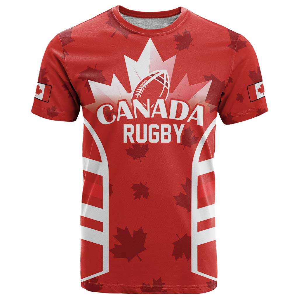 Custom Canada Rugby T Shirt Canada Flag Maple Leaf - Wonder Print Shop