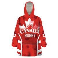 Custom Canada Rugby Wearable Blanket Hoodie Canada Flag Maple Leaf - Wonder Print Shop