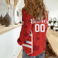Custom Canada Rugby Women Casual Shirt Canada Flag Maple Leaf - Wonder Print Shop