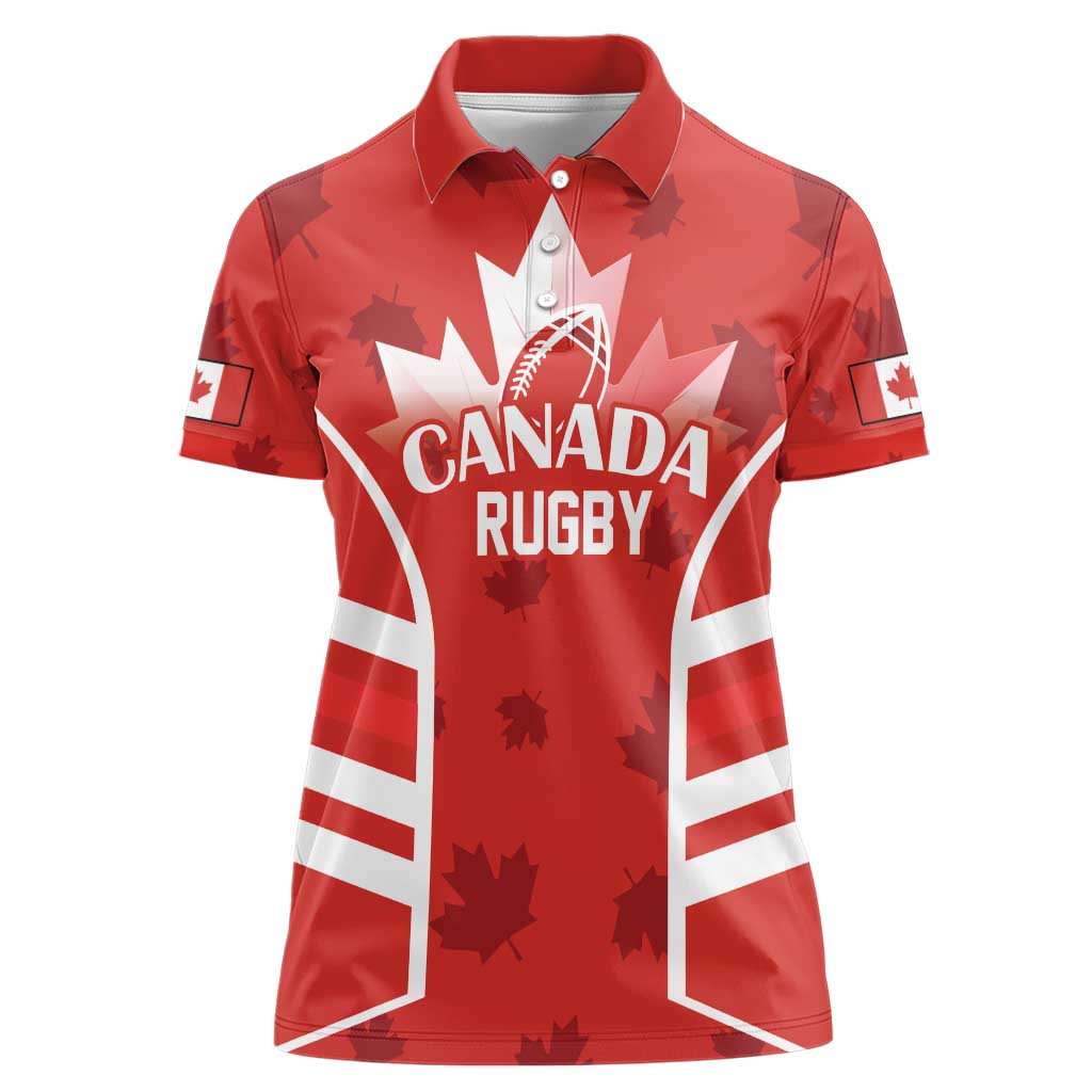 Custom Canada Rugby Women Polo Shirt Canada Flag Maple Leaf - Wonder Print Shop