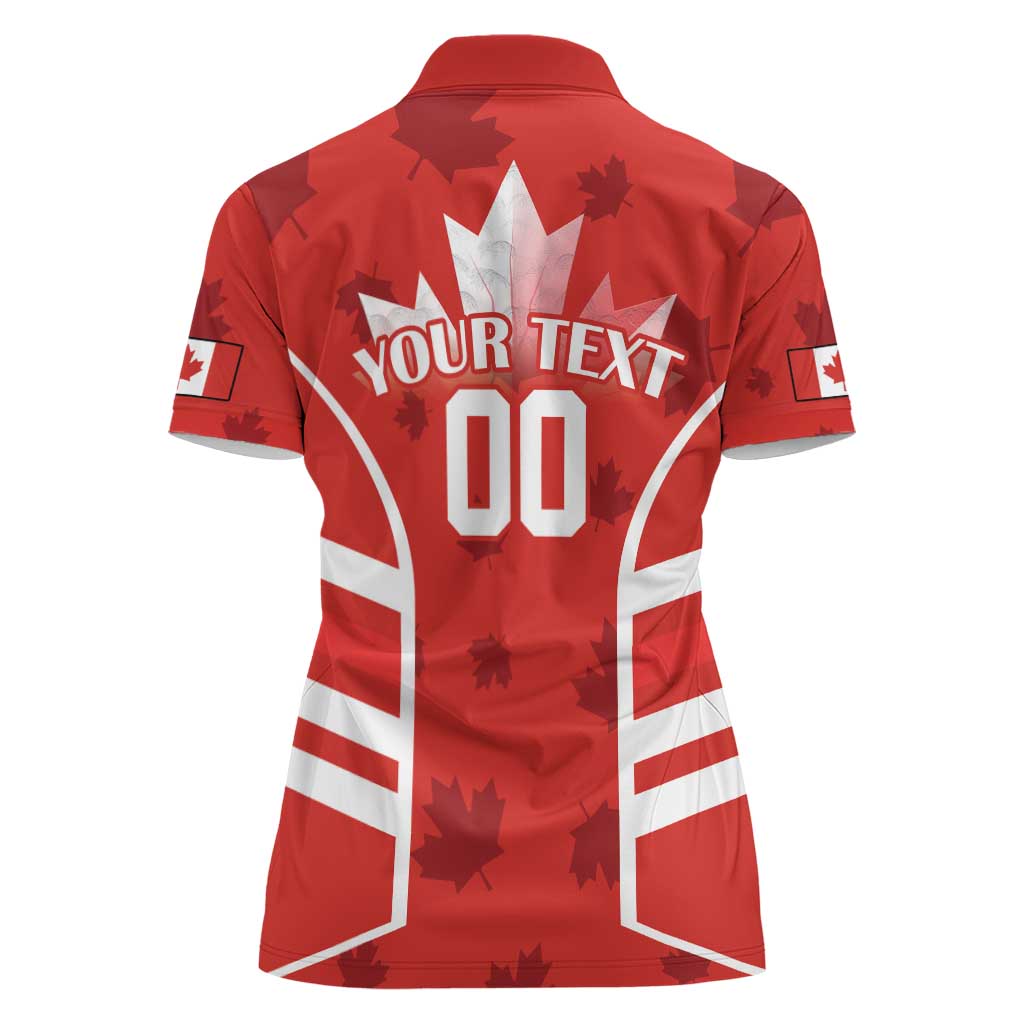 Custom Canada Rugby Women Polo Shirt Canada Flag Maple Leaf - Wonder Print Shop