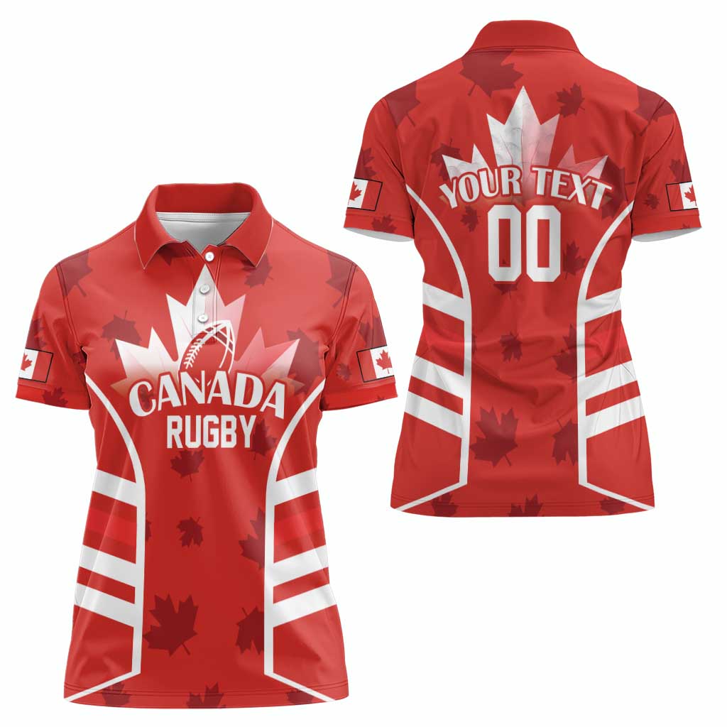 Custom Canada Rugby Women Polo Shirt Canada Flag Maple Leaf - Wonder Print Shop