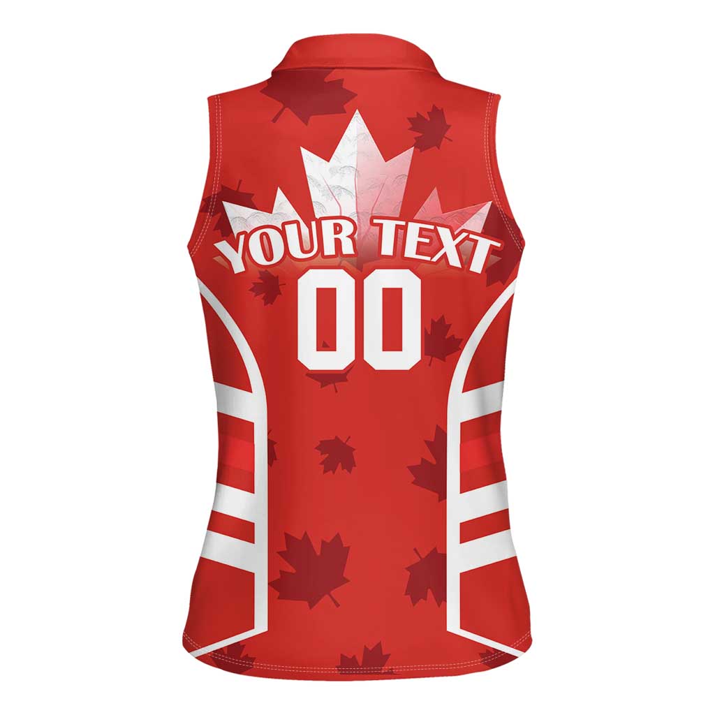 Custom Canada Rugby Women Sleeveless Polo Shirt Canada Flag Maple Leaf - Wonder Print Shop