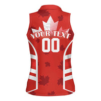Custom Canada Rugby Women Sleeveless Polo Shirt Canada Flag Maple Leaf - Wonder Print Shop