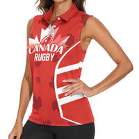 Custom Canada Rugby Women Sleeveless Polo Shirt Canada Flag Maple Leaf - Wonder Print Shop