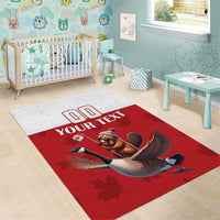 Custom Canada Rugby Area Rug Beaver Riding A Goose - Wonder Print Shop