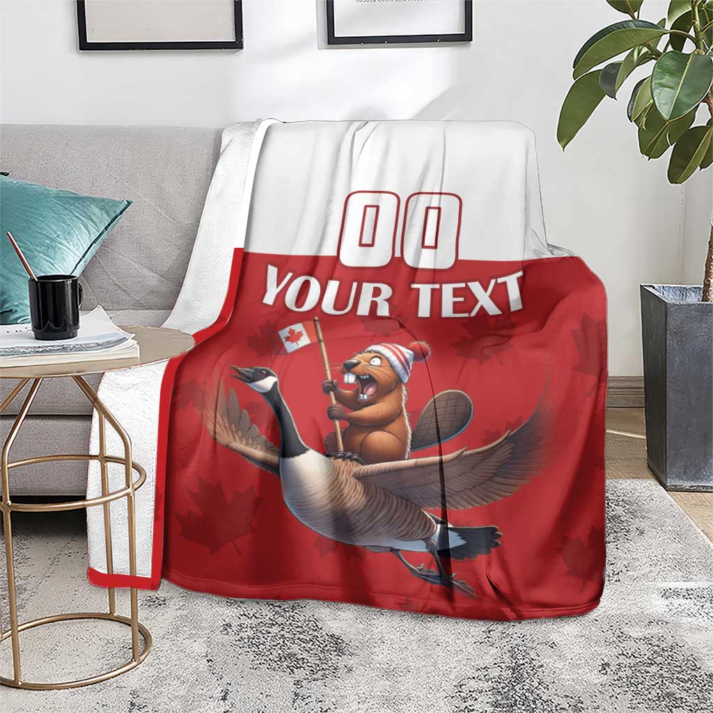 Custom Canada Rugby Blanket Beaver Riding A Goose