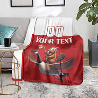 Custom Canada Rugby Blanket Beaver Riding A Goose