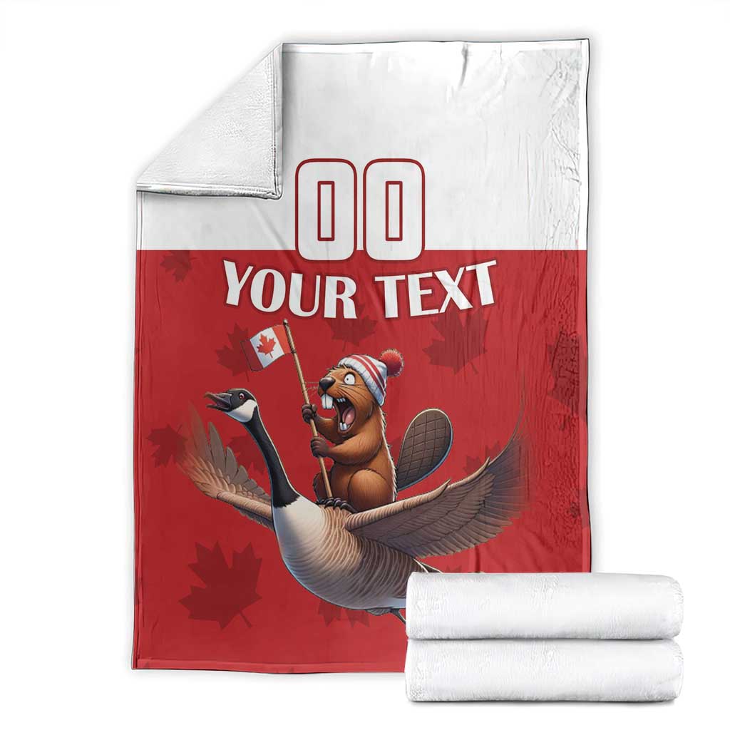 Custom Canada Rugby Blanket Beaver Riding A Goose