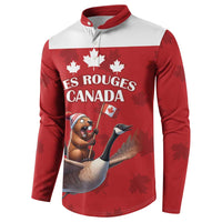 Custom Canada Rugby Button Sweatshirt Beaver Riding A Goose - Wonder Print Shop