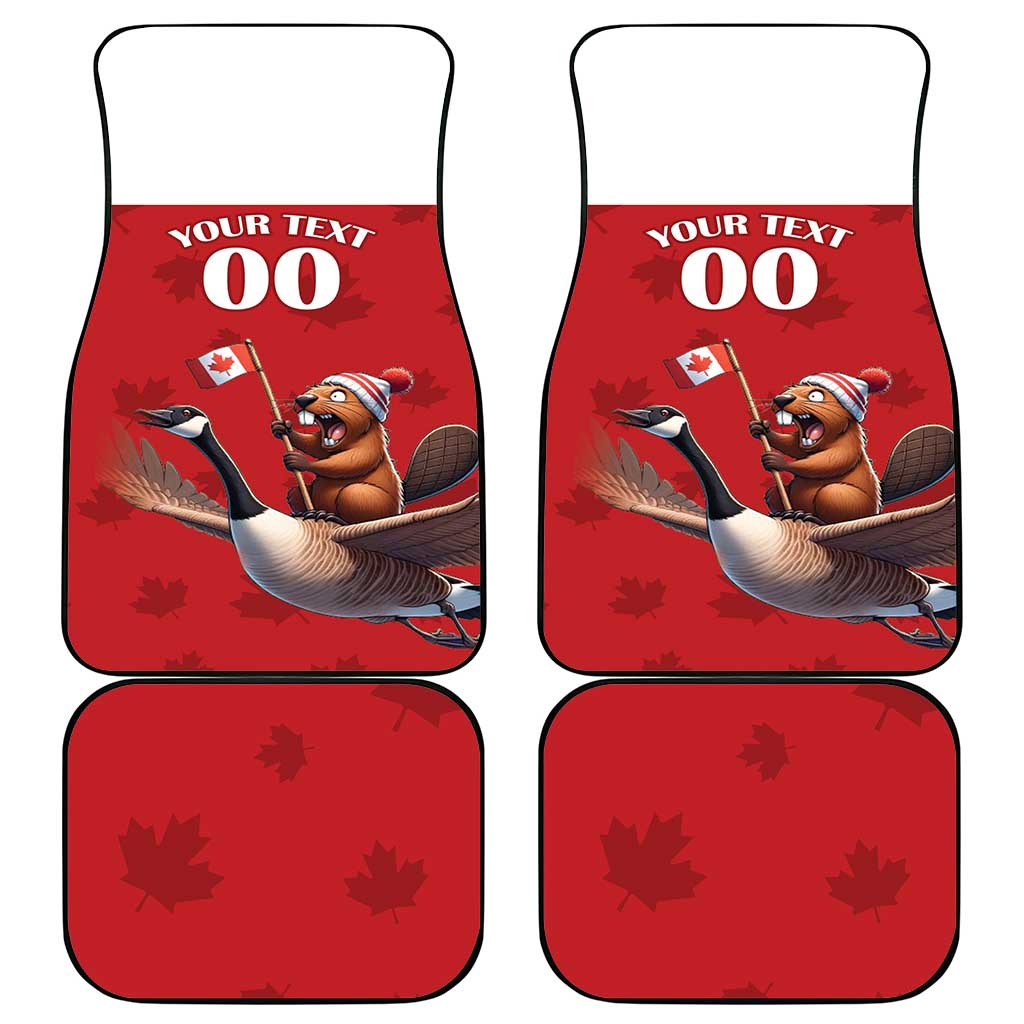 Custom Canada Rugby Car Mats Beaver Riding A Goose - Wonder Print Shop