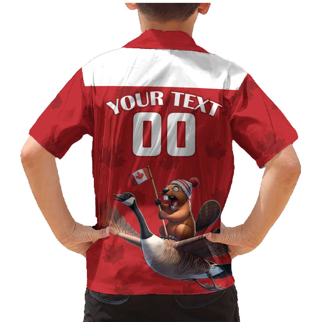 Custom Canada Rugby Family Matching Mermaid Dress and Hawaiian Shirt Beaver Riding A Goose - Wonder Print Shop
